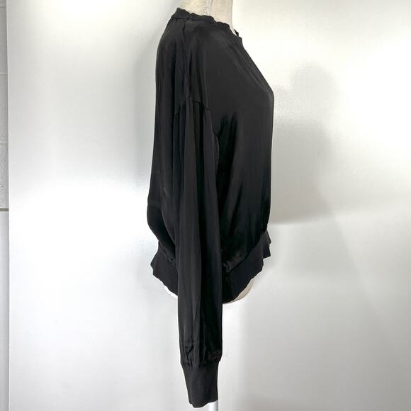 Nation LTD Los Angeles Satin Long Sleeve Crewneck Top - Picture 2 of 6